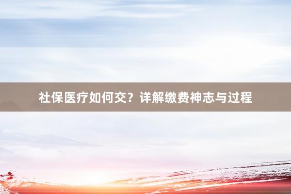 社保医疗如何交？详解缴费神志与过程